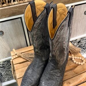 Durango Cowboy Boots – Distressed Charcoal/Gray Two-Tone Leather – Women’s 9.5